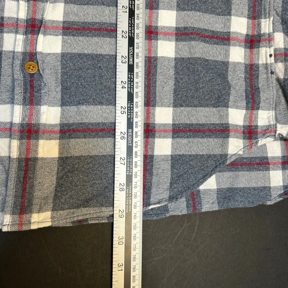 J Crew Slim Fit Plaid Flannel Button Down Men's Large Cotton Gray Red‎ White